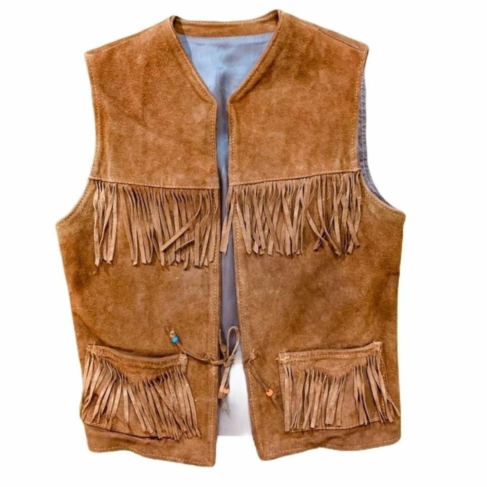 Vintage Leatherโ Fringe Vest Size Medium unisex